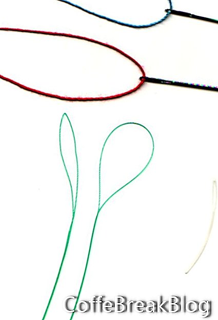 Zweifarbige Cluny verwendet 2 Fäden an Nadeln und 2 Zahnseideneinfädler